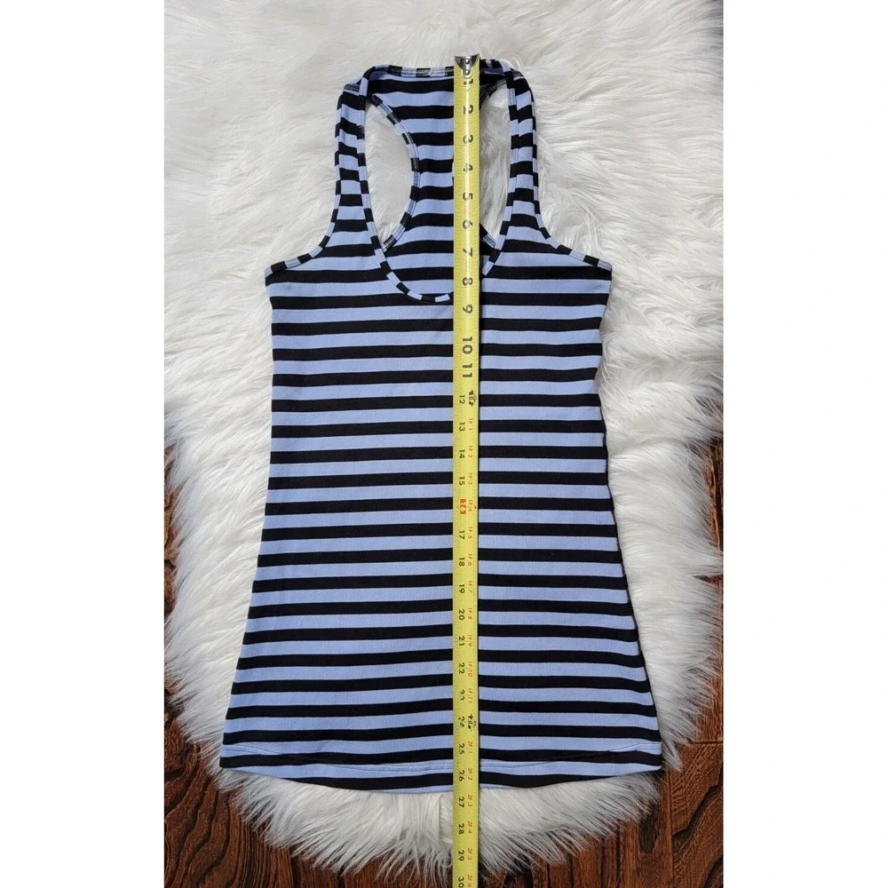 Lululemon Cool Racerback Tank Top Women's Size 4 Lilac /Black Stripe